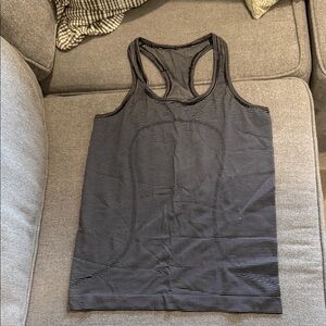 Lululemon Athletica Black and Gray Striped Tank Top